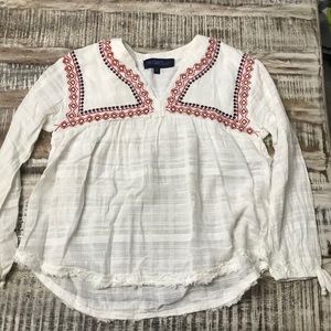 Weavers girls white top with embroidered design